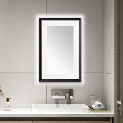  AQUADOM Madison 24"x36"x2.28" LED Lighted Framed Mirror for Bathrooms with Defogger, Dimmer, Touch Control, 3 Color Lighting in Matte Black
