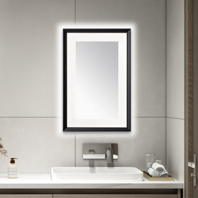  AQUADOM Madison 24"x36"x2.28" LED Lighted Framed Mirror for Bathrooms with Defogger, Dimmer, Touch Control, 3 Color Lighting in Matte Black