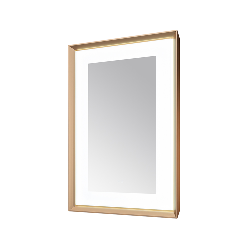 AQUADOM Madison 30"x36"x2.28" LED Lighted Framed Mirror for Bathrooms with Defogger, Dimmer, Touch Control, 3 Color Lighting in Brushed Gold  AQUADOM Madison 30"x36"x2.28" LED Lighted Framed Mirror for Bathrooms with Defogger, Dimmer, Touch Control, 3 Color Lighting in Brushed Gold