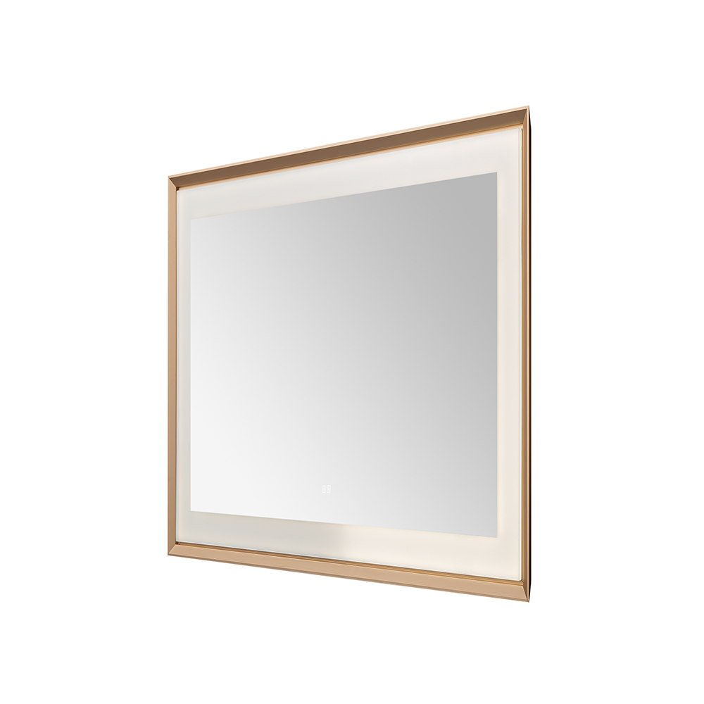 AQUADOM Madison 48"x36"x2.28" LED Lighted Framed Mirror for Bathrooms with Defogger, Dimmer, Touch Control, 3 Color Lighting in Brushed Gold  AQUADOM Madison 48"x36"x2.28" LED Lighted Framed Mirror for Bathrooms with Defogger, Dimmer, Touch Control, 3 Color Lighting in Brushed Gold