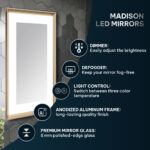  AQUADOM Madison 24"x36"x2.28" LED Lighted Chamfer Frame Mirror with Defogger, 3 Color Lighting, Wall Mount Vertical or Horizontal Installation in Brushed Gold