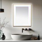  AQUADOM Lexington 30"x36"x2.28" LED Lighted Framed Mirror for Bathrooms with Defogger, Dimmer, Touch Control, 3 Color Lighting in Brushed Gold