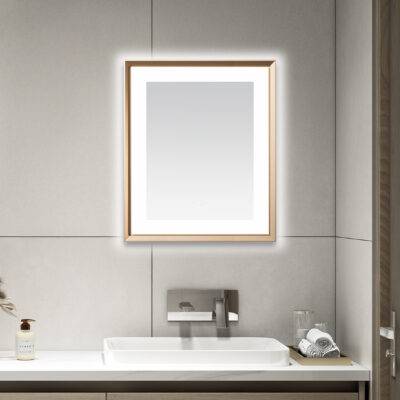  AQUADOM Madison 30"x36"x2.28" LED Lighted Framed Mirror for Bathrooms with Defogger, Dimmer, Touch Control, 3 Color Lighting in Brushed Gold