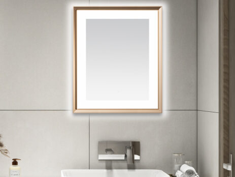  AQUADOM Madison 30"x36"x2.28" LED Lighted Framed Mirror for Bathrooms with Defogger, Dimmer, Touch Control, 3 Color Lighting in Brushed Gold