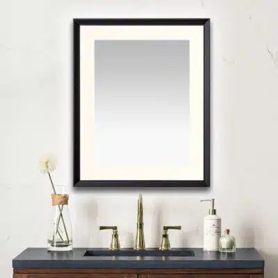  AQUADOM Madison 30"x36"x2.28" LED Lighted Chamfer Frame Mirror with Defogger, 3 Color Lighting, Wall Mount Vertical or Horizontal Installation in Matte Black