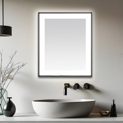  AQUADOM Lexington 30"x36"x2.28" LED Lighted Framed Mirror for Bathrooms with Defogger, Dimmer, Touch Control, 3 Color Lighting in Matte Black