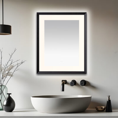  AQUADOM Madison 30"x36"x2.28" LED Lighted Framed Mirror for Bathrooms with Defogger, Dimmer, Touch Control, 3 Color Lighting in Matte Black