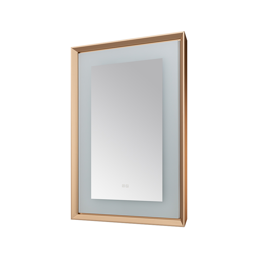 AQUADOM Madison 30"x36"x2.28" LED Lighted Framed Mirror for Bathrooms with Defogger, Dimmer, Touch Control, 3 Color Lighting in Brushed Gold  AQUADOM Madison 30"x36"x2.28" LED Lighted Framed Mirror for Bathrooms with Defogger, Dimmer, Touch Control, 3 Color Lighting in Brushed Gold