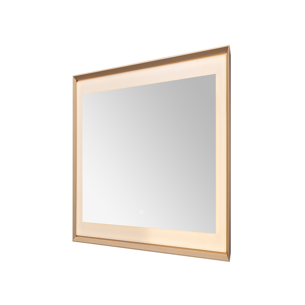 AQUADOM Madison 48"x36"x2.28" LED Lighted Framed Mirror for Bathrooms with Defogger, Dimmer, Touch Control, 3 Color Lighting in Brushed Gold  AQUADOM Madison 48"x36"x2.28" LED Lighted Framed Mirror for Bathrooms with Defogger, Dimmer, Touch Control, 3 Color Lighting in Brushed Gold