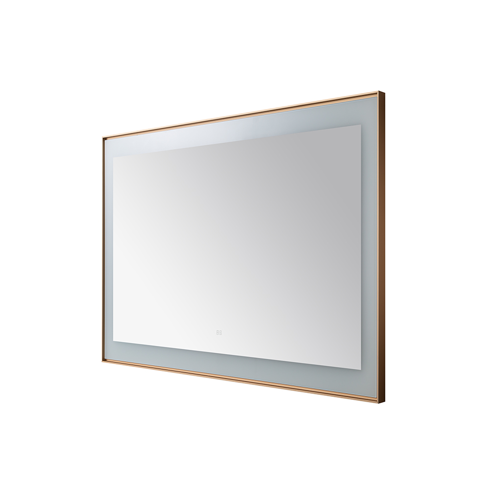 AQUADOM Lexington 48"x36"x2.28" LED Lighted Framed Mirror for Bathrooms with Defogger, Dimmer, Touch Control, 3 Color Lighting in Brushed Gold  AQUADOM Lexington 48"x36"x2.28" LED Lighted Framed Mirror for Bathrooms with Defogger, Dimmer, Touch Control, 3 Color Lighting in Brushed Gold