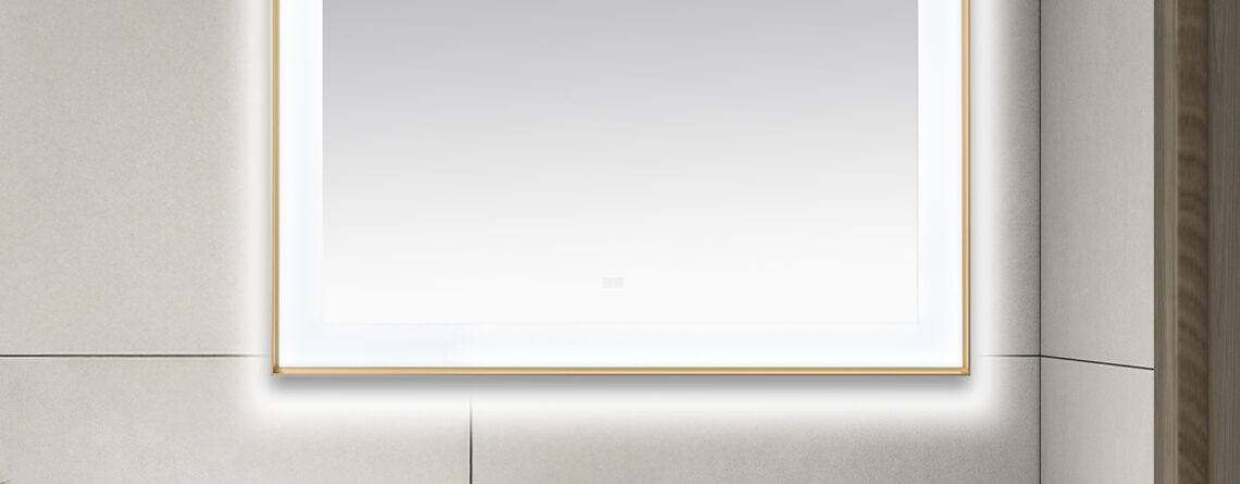  AQUADOM Lexington 48"x36"x2.28" LED Lighted Framed Mirror for Bathrooms with Defogger, Dimmer, Touch Control, 3 Color Lighting in Brushed Gold
