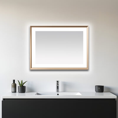  AQUADOM Madison 48"x36"x2.28" LED Lighted Framed Mirror for Bathrooms with Defogger, Dimmer, Touch Control, 3 Color Lighting in Brushed Gold