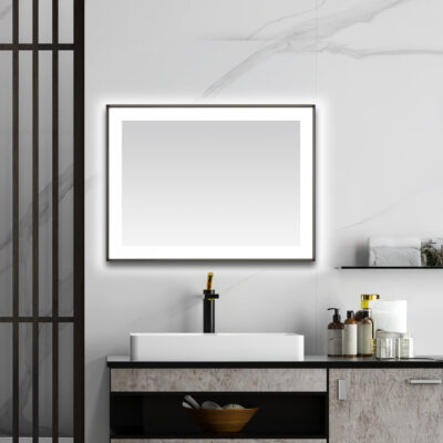  AQUADOM Lexington 48"x36"x2.28" LED Lighted Framed Mirror for Bathrooms with Defogger, Dimmer, Touch Control, 3 Color Lighting in Matte Black