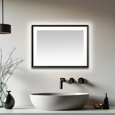  AQUADOM Madison 48"x36"x2.28" LED Lighted Framed Mirror for Bathrooms with Defogger, Dimmer, Touch Control, 3 Color Lighting in Matte Black