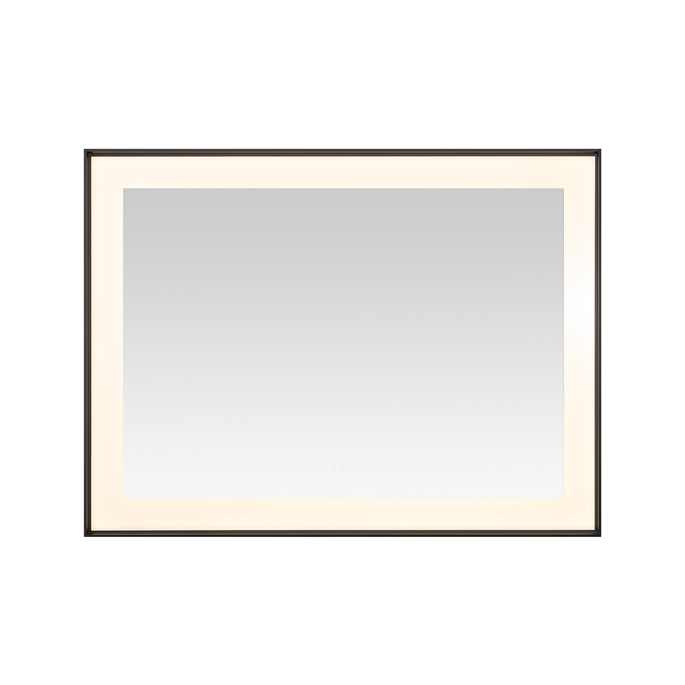 AQUADOM Lexington 48"x36"x2.28" LED Lighted Framed Mirror for Bathrooms with Defogger, Dimmer, Touch Control, 3 Color Lighting in Matte Black  AQUADOM Lexington 48"x36"x2.28" LED Lighted Framed Mirror for Bathrooms with Defogger, Dimmer, Touch Control, 3 Color Lighting in Matte Black