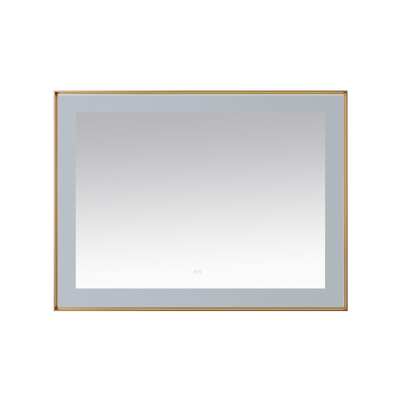  AQUADOM Lexington 48"x36"x2.28" LED Lighted Framed Mirror for Bathrooms with Defogger, Dimmer, Touch Control, 3 Color Lighting in Brushed Gold