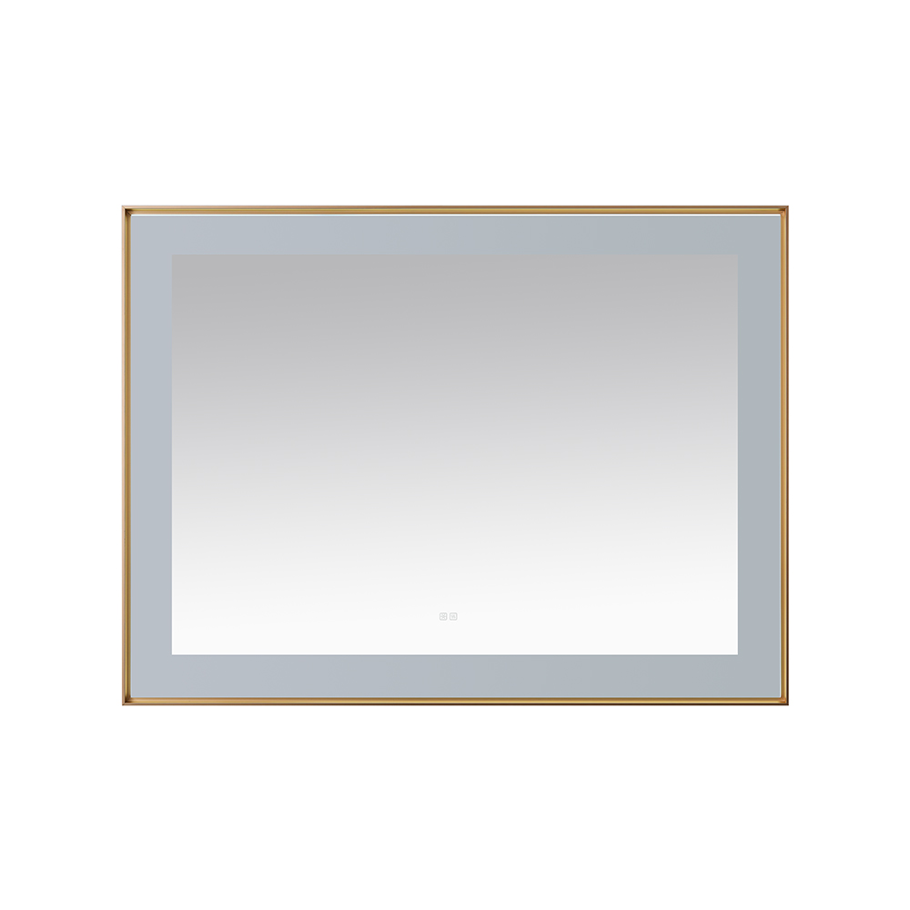 AQUADOM Lexington 48"x36"x2.28" LED Lighted Framed Mirror for Bathrooms with Defogger, Dimmer, Touch Control, 3 Color Lighting in Brushed Gold  AQUADOM Lexington 48"x36"x2.28" LED Lighted Framed Mirror for Bathrooms with Defogger, Dimmer, Touch Control, 3 Color Lighting in Brushed Gold