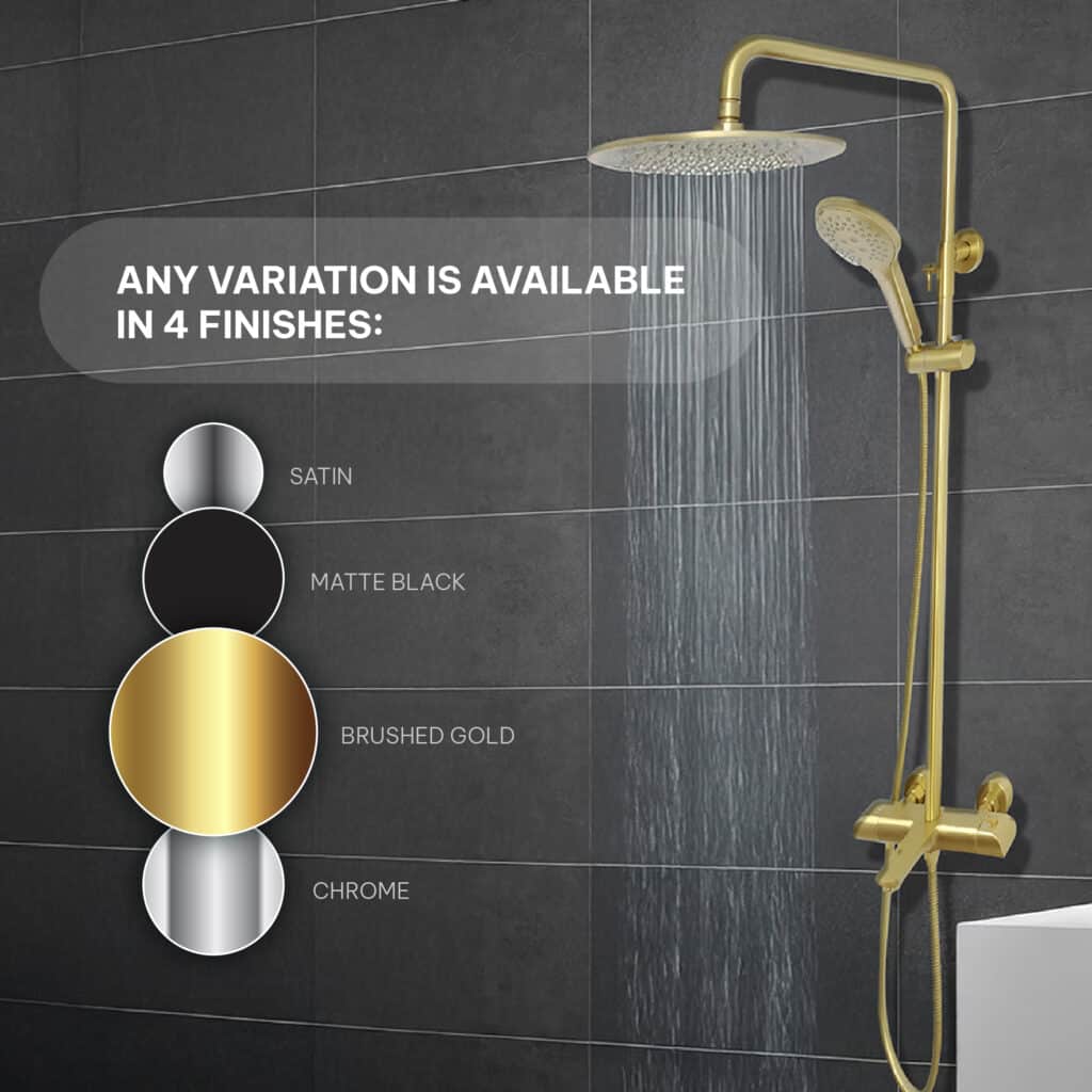 AQUADOM ZEN Thermostatic Shower Systems | Luxury Rain Shower with Hand Shower & Tub Spout