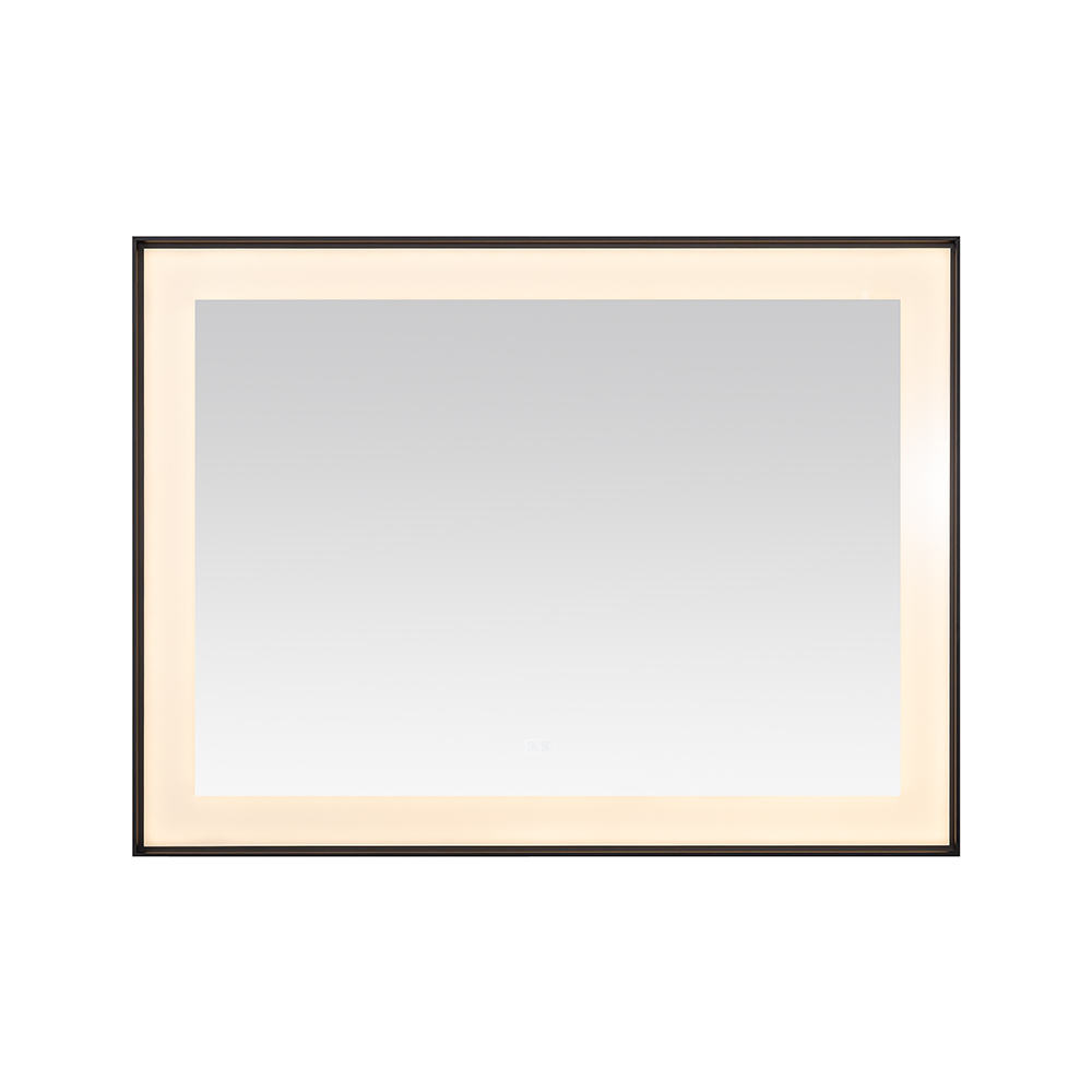 AQUADOM Lexington 48"x36"x2.28" LED Lighted Framed Mirror for Bathrooms with Defogger, Dimmer, Touch Control, 3 Color Lighting in Matte Black  AQUADOM Lexington 48"x36"x2.28" LED Lighted Framed Mirror for Bathrooms with Defogger, Dimmer, Touch Control, 3 Color Lighting in Matte Black