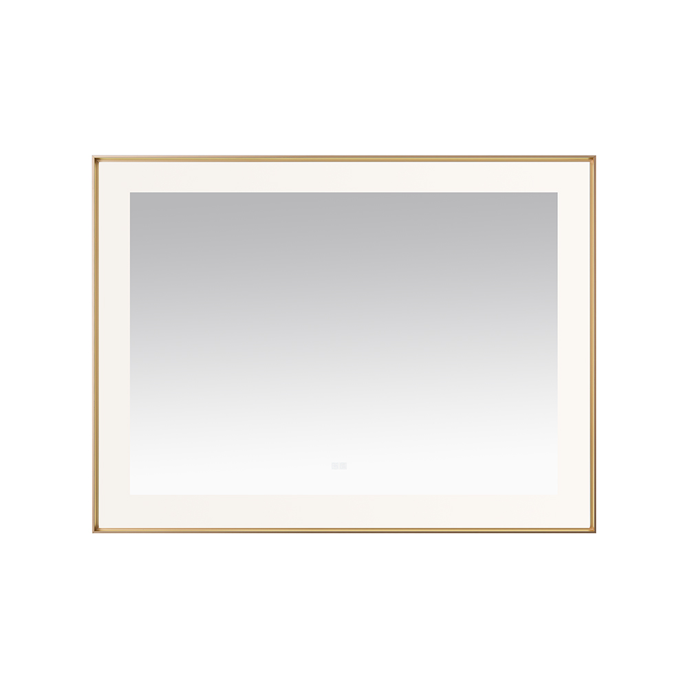 AQUADOM Lexington 48"x36"x2.28" LED Lighted Framed Mirror for Bathrooms with Defogger, Dimmer, Touch Control, 3 Color Lighting in Brushed Gold  AQUADOM Lexington 48"x36"x2.28" LED Lighted Framed Mirror for Bathrooms with Defogger, Dimmer, Touch Control, 3 Color Lighting in Brushed Gold