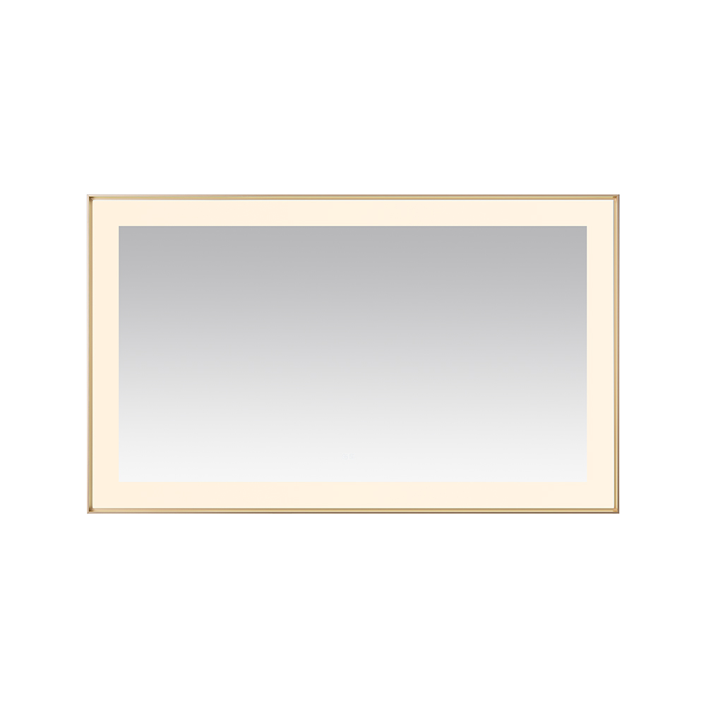 AQUADOM Lexington 60"x36"x2.28" LED Lighted Framed Mirror for Bathrooms with Defogger, Dimmer, Touch Control, 3 Color Lighting in Brushed Gold AQUADOM Lexington 60"x36"x2.28" LED Lighted Framed Mirror for Bathrooms with Defogger, Dimmer, Touch Control, 3 Color Lighting in Brushed Gold