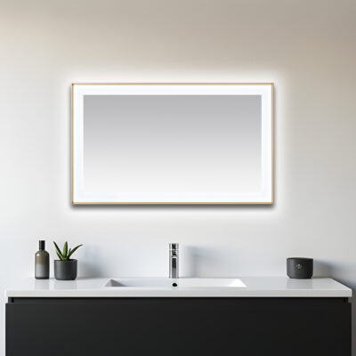  AQUADOM Lexington 60"x36"x2.28" LED Lighted Framed Mirror for Bathrooms with Defogger, Dimmer, Touch Control, 3 Color Lighting in Brushed Gold