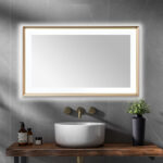  AQUADOM Madison 60"x36"x2.28" LED Lighted Framed Mirror for Bathrooms with Defogger, Dimmer, Touch Control, 3 Color Lighting in Brushed Gold