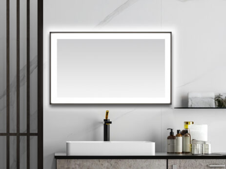 AQUADOM Lexington 60"x36"x2.28" LED Lighted Framed Mirror for Bathrooms with Defogger, Dimmer, Touch Control, 3 Color Lighting in Matte Black