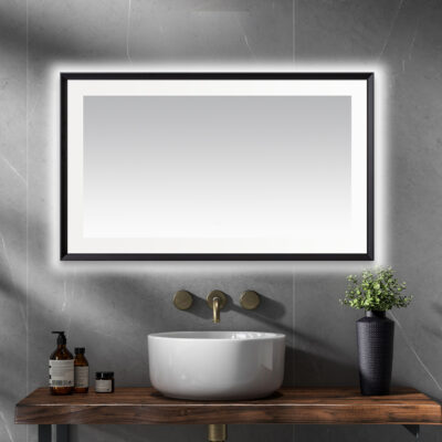  AQUADOM Madison 60"x36"x2.28" LED Lighted Framed Mirror for Bathrooms with Defogger, Dimmer, Touch Control, 3 Color Lighting in Matte Black