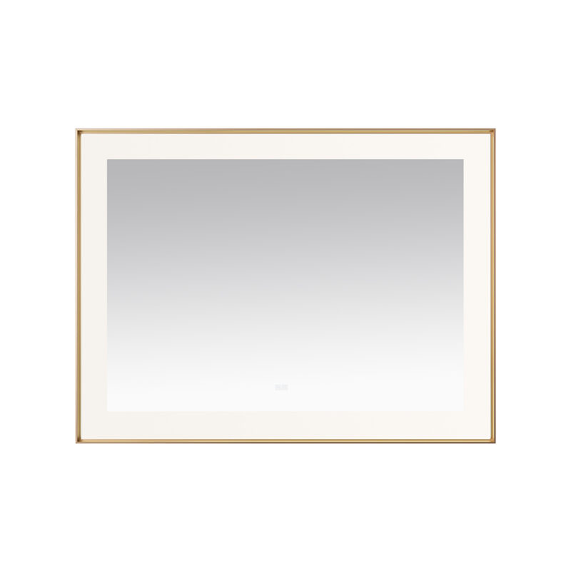 AQUADOM Lexington 48"x36"x2.28" LED Lighted Framed Mirror for Bathrooms with Defogger, Dimmer, Touch Control, 3 Color Lighting in Brushed Gold