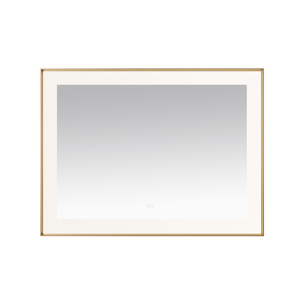 AQUADOM Lexington 48"x36"x2.28" LED Lighted Framed Mirror for Bathrooms with Defogger, Dimmer, Touch Control, 3 Color Lighting in Brushed Gold  AQUADOM Lexington 48"x36"x2.28" LED Lighted Framed Mirror for Bathrooms with Defogger, Dimmer, Touch Control, 3 Color Lighting in Brushed Gold