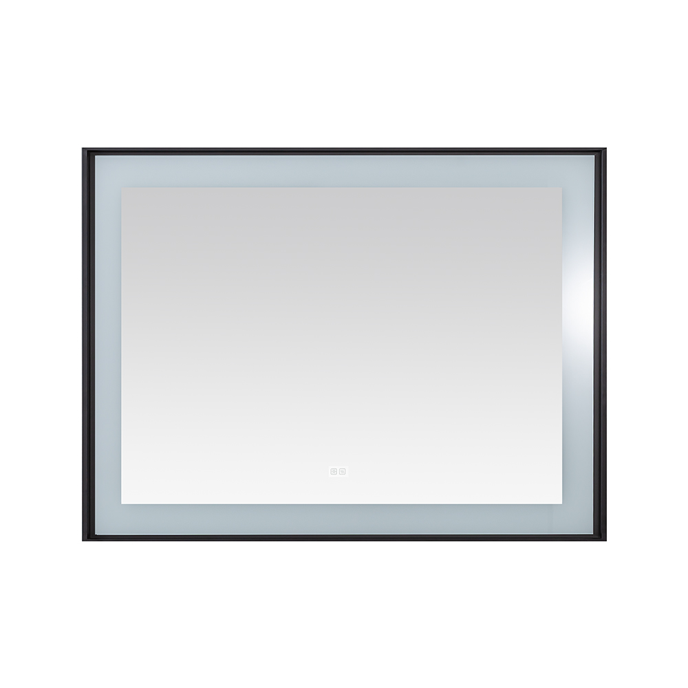 AQUADOM Lexington 48"x36"x2.28" LED Lighted Framed Mirror for Bathrooms with Defogger, Dimmer, Touch Control, 3 Color Lighting in Matte Black  AQUADOM Lexington 48"x36"x2.28" LED Lighted Framed Mirror for Bathrooms with Defogger, Dimmer, Touch Control, 3 Color Lighting in Matte Black