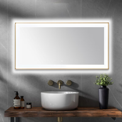  AQUADOM Lexington 72"x36"x2.28" LED Lighted Framed Mirror for Bathrooms with Defogger, Dimmer, Touch Control, 3 Color Lighting in Brushed Gold