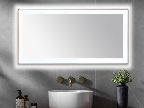  AQUADOM Lexington 72"x36"x2.28" LED Lighted Framed Mirror for Bathrooms with Defogger, Dimmer, Touch Control, 3 Color Lighting in Brushed Gold
