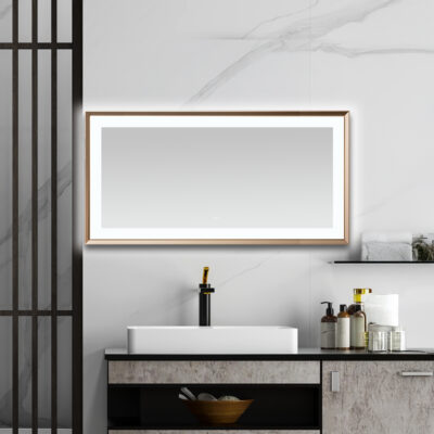 AQUADOM Madison 72"x36"x2.28" LED Lighted Framed Mirror for Bathrooms with Defogger, Dimmer, Touch Control, 3 Color Lighting in Brushed Gold