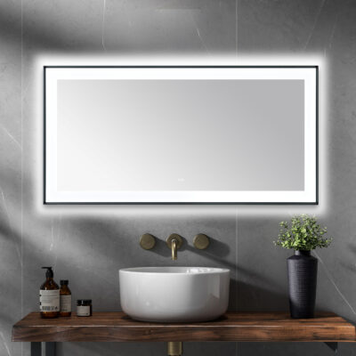  AQUADOM Lexington 72"x36"x2.28" LED Lighted Framed Mirror for Bathrooms with Defogger, Dimmer, Touch Control, 3 Color Lighting in Matte Black
