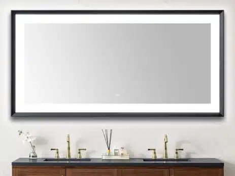  AQUADOM Madison 72"x36"x2.28" LED Lighted Chamfer Frame Mirror with Defogger, 3 Color Lighting, Wall Mount Vertical or Horizontal Installation in Matte Black