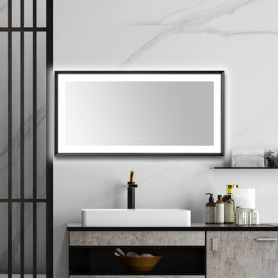  AQUADOM Madison 72"x36"x2.28" LED Lighted Framed Mirror for Bathrooms with Defogger, Dimmer, Touch Control, 3 Color Lighting in Matte Black