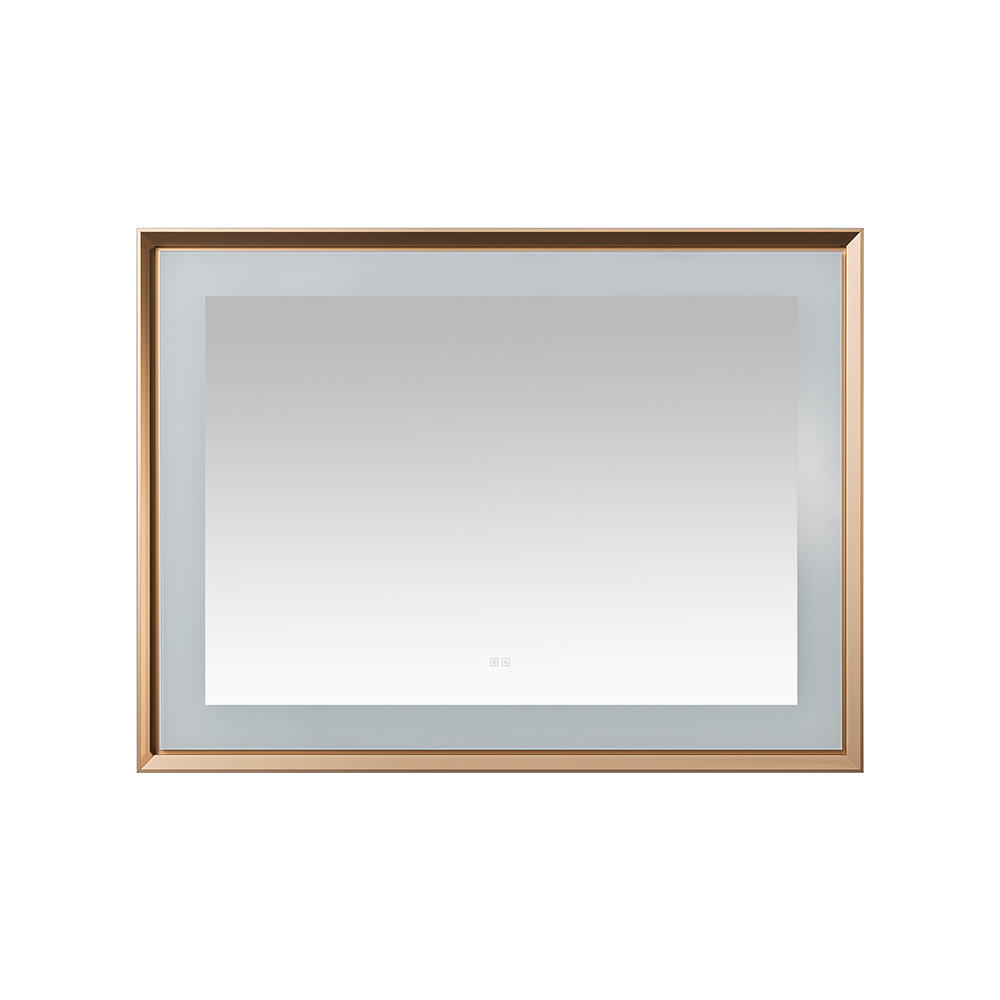 AQUADOM Madison 48"x36"x2.28" LED Lighted Framed Mirror for Bathrooms with Defogger, Dimmer, Touch Control, 3 Color Lighting in Brushed Gold  AQUADOM Madison 48"x36"x2.28" LED Lighted Framed Mirror for Bathrooms with Defogger, Dimmer, Touch Control, 3 Color Lighting in Brushed Gold