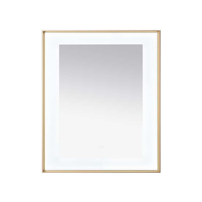  AQUADOM Lexington 30"x36"x2.28" LED Lighted Framed Mirror for Bathrooms with Defogger, Dimmer, Touch Control, 3 Color Lighting in Brushed Gold