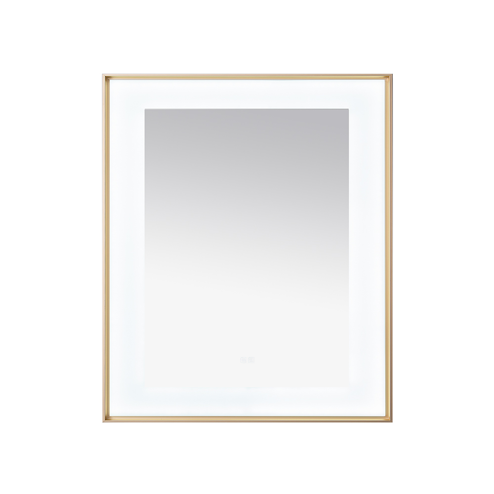 AQUADOM Lexington 30"x36"x2.28" LED Lighted Framed Mirror for Bathrooms with Defogger, Dimmer, Touch Control, 3 Color Lighting in Brushed Gold  AQUADOM Lexington 30"x36"x2.28" LED Lighted Framed Mirror for Bathrooms with Defogger, Dimmer, Touch Control, 3 Color Lighting in Brushed Gold