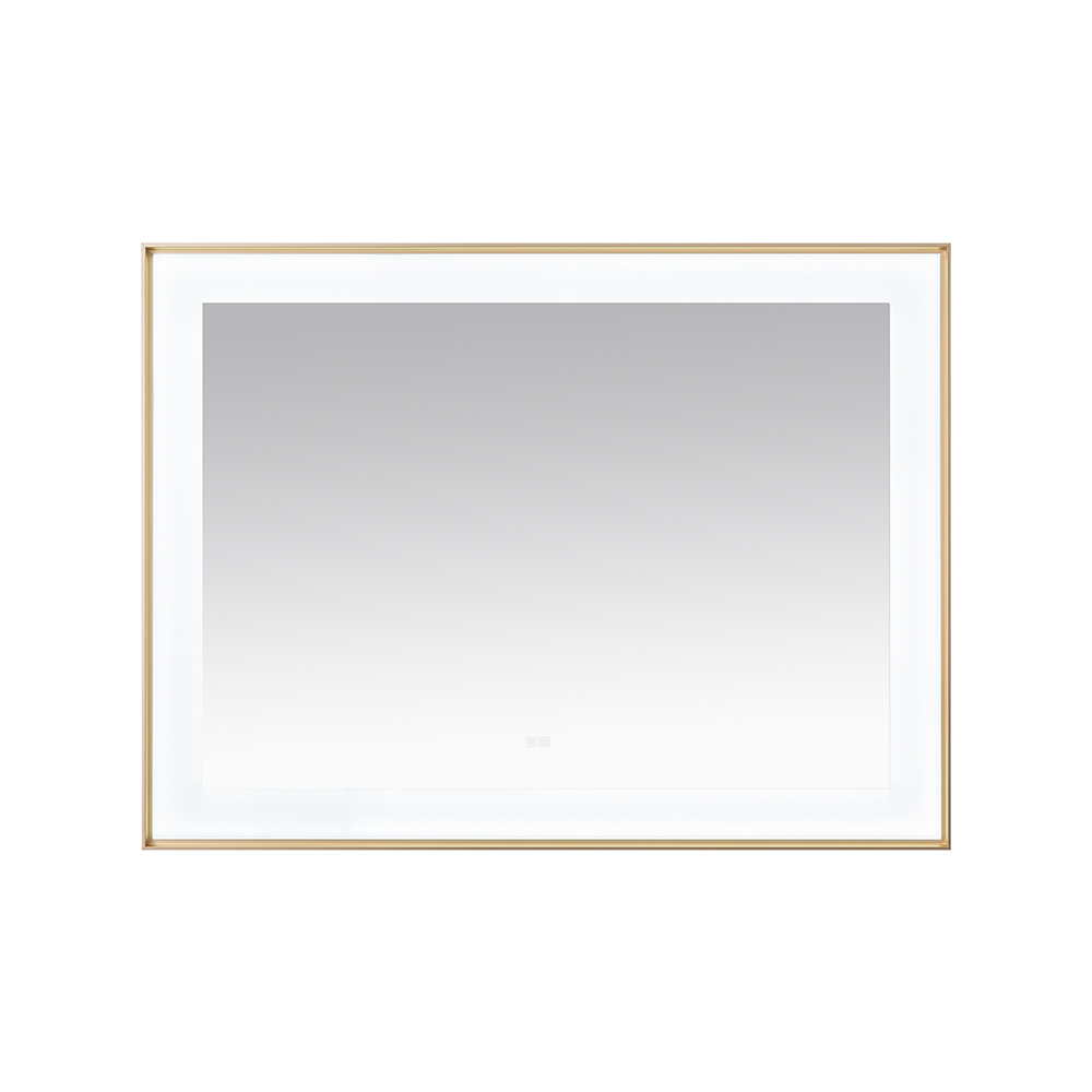 AQUADOM Lexington 48"x36"x2.28" LED Lighted Framed Mirror for Bathrooms with Defogger, Dimmer, Touch Control, 3 Color Lighting in Brushed Gold  AQUADOM Lexington 48"x36"x2.28" LED Lighted Framed Mirror for Bathrooms with Defogger, Dimmer, Touch Control, 3 Color Lighting in Brushed Gold