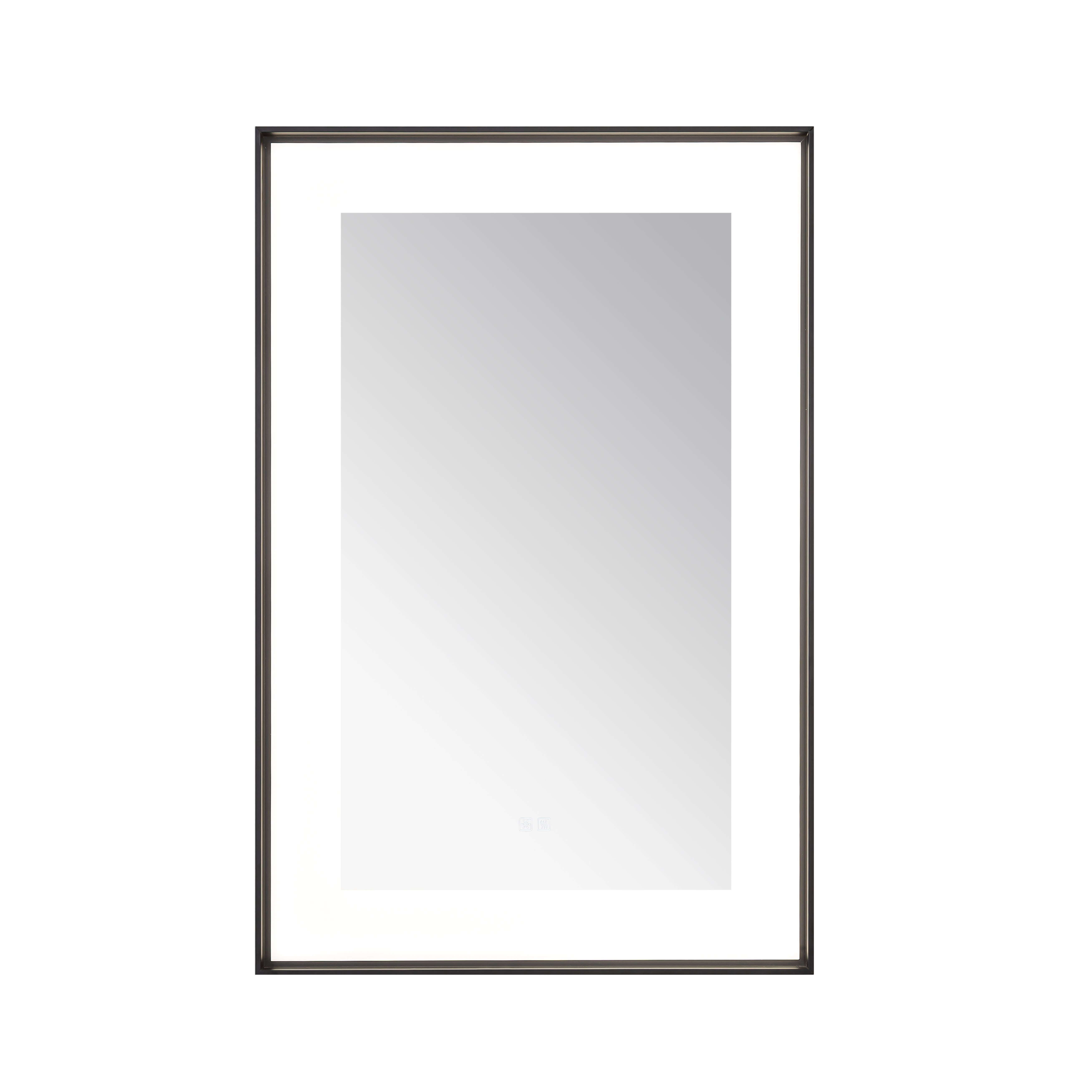AQUADOM Lexington 24"x36"x2.28" LED Lighted Framed Mirror for Bathrooms with Defogger, Dimmer, Touch Control, 3 Color Lighting in Matte Black  AQUADOM Lexington 24"x36"x2.28" LED Lighted Framed Mirror for Bathrooms with Defogger, Dimmer, Touch Control, 3 Color Lighting in Matte Black