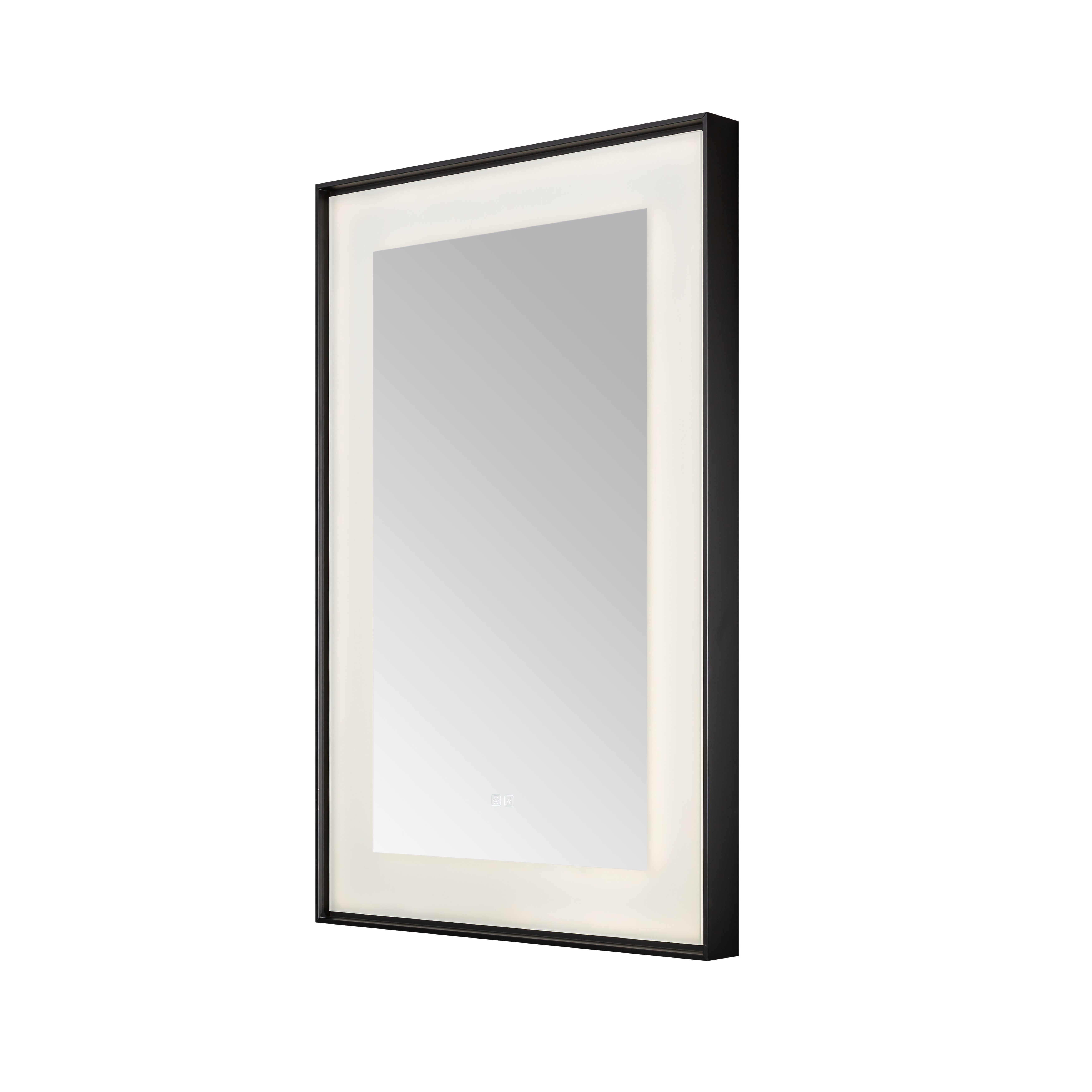 AQUADOM Lexington 24"x36"x2.28" LED Lighted Framed Mirror for Bathrooms with Defogger, Dimmer, Touch Control, 3 Color Lighting in Matte Black  AQUADOM Lexington 24"x36"x2.28" LED Lighted Framed Mirror for Bathrooms with Defogger, Dimmer, Touch Control, 3 Color Lighting in Matte Black