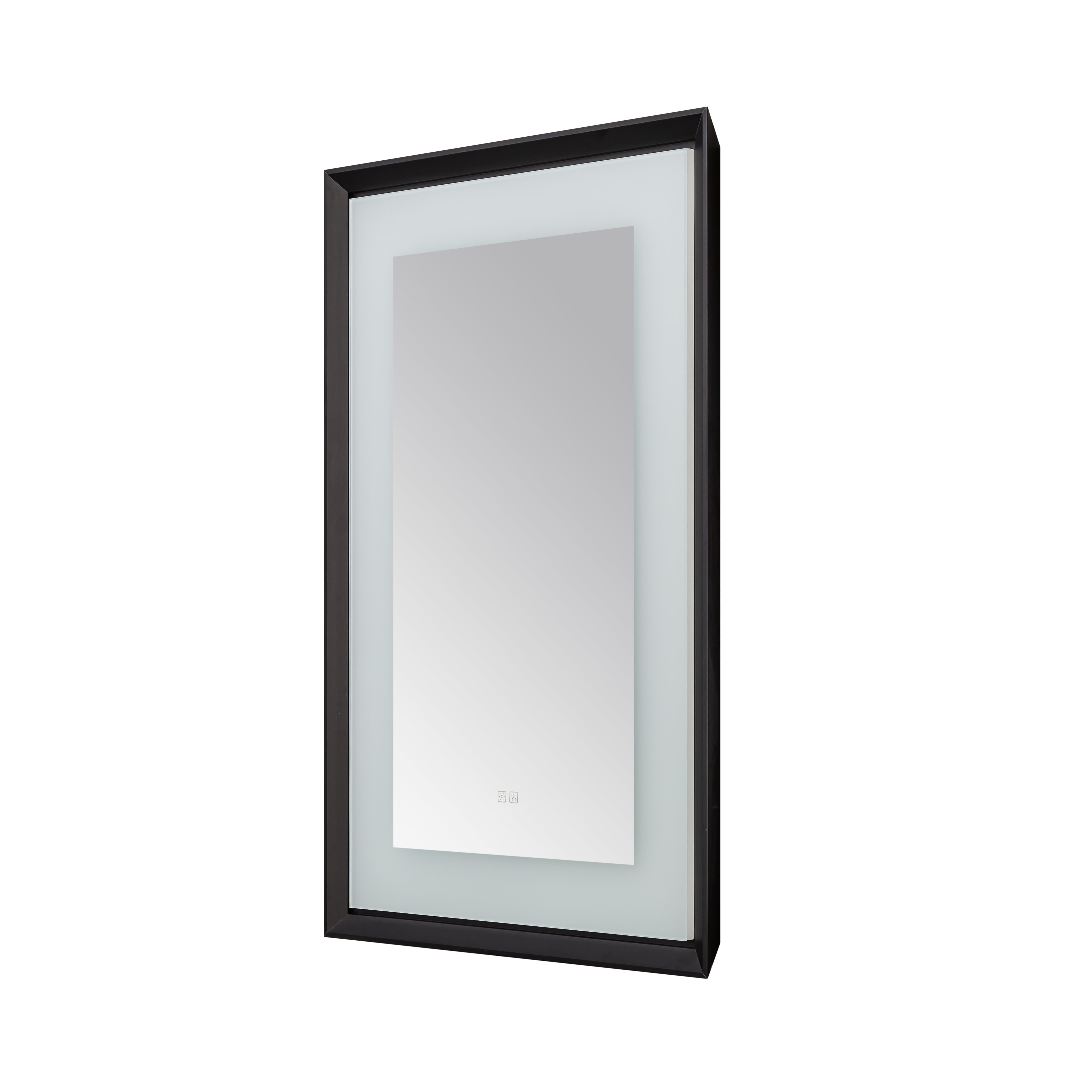 AQUADOM Madison 24"x36"x2.28" LED Lighted Framed Mirror for Bathrooms with Defogger, Dimmer, Touch Control, 3 Color Lighting in Matte Black  AQUADOM Madison 24"x36"x2.28" LED Lighted Framed Mirror for Bathrooms with Defogger, Dimmer, Touch Control, 3 Color Lighting in Matte Black