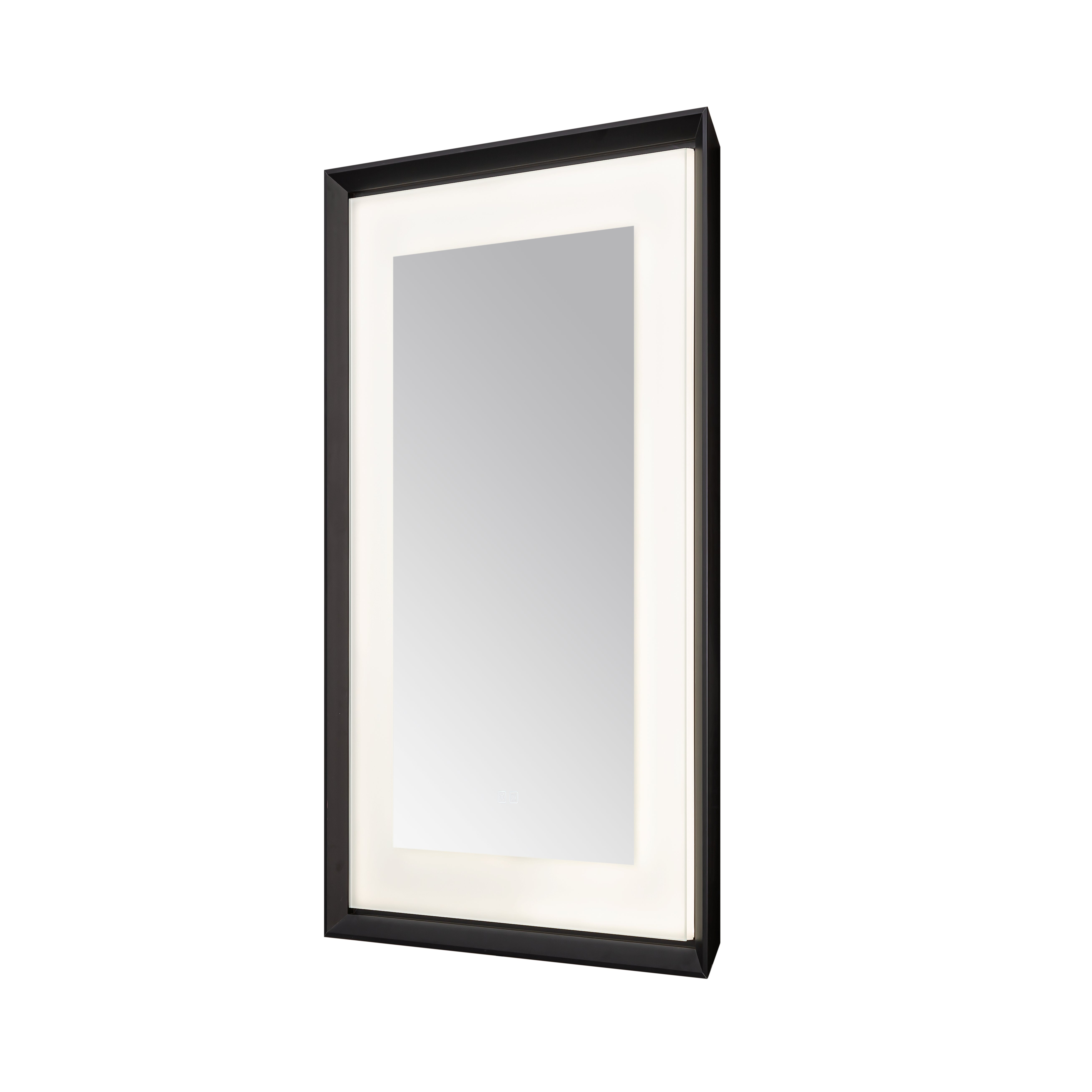 AQUADOM Madison 24"x36"x2.28" LED Lighted Framed Mirror for Bathrooms with Defogger, Dimmer, Touch Control, 3 Color Lighting in Matte Black  AQUADOM Madison 24"x36"x2.28" LED Lighted Framed Mirror for Bathrooms with Defogger, Dimmer, Touch Control, 3 Color Lighting in Matte Black