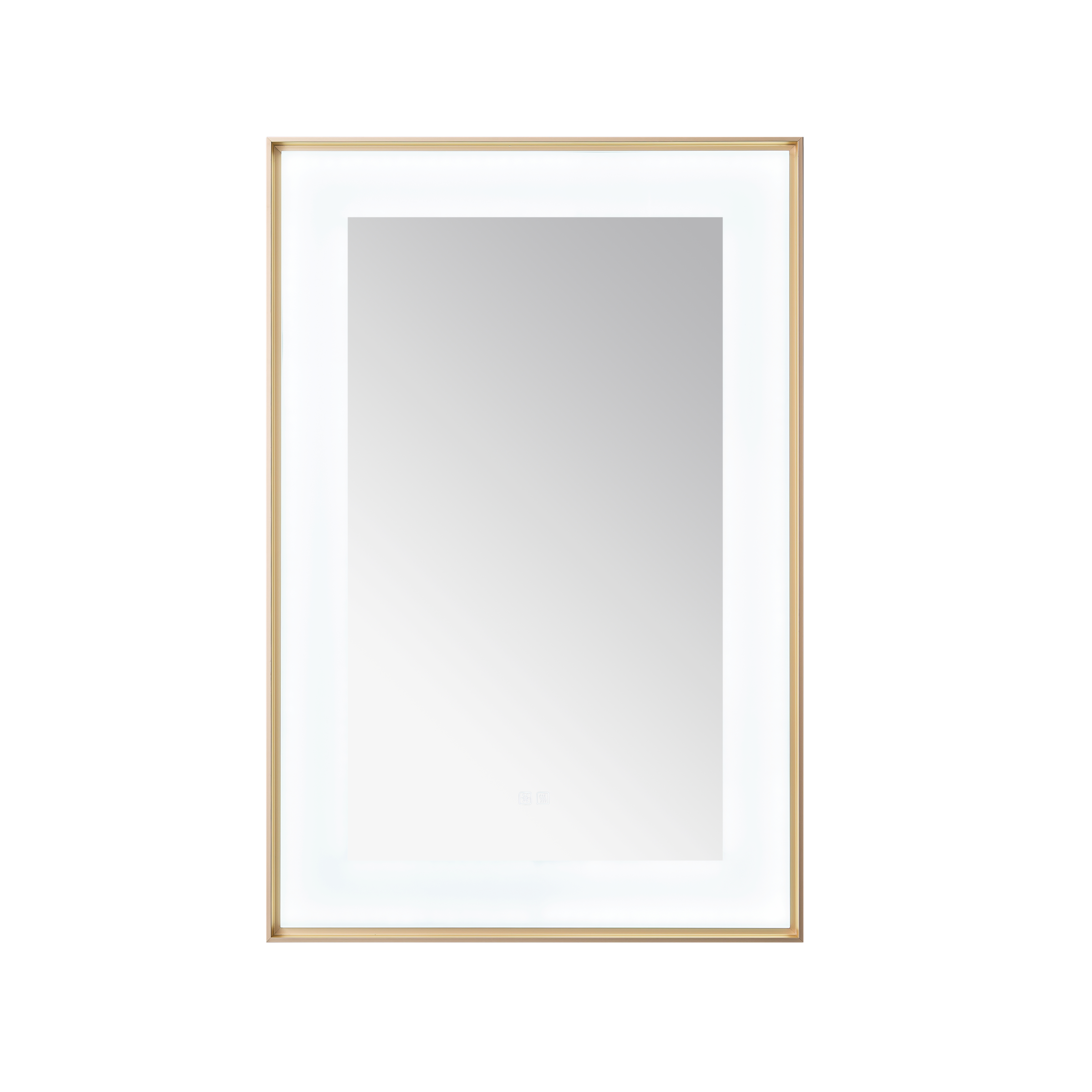 AQUADOM Lexington 24"x36"x2.28"LED Lighted Framed Mirror for Bathrooms with Defogger, Dimmer, Touch Control, 3 Color Lighting in Brushed Gold  AQUADOM Lexington 24"x36"x2.28"LED Lighted Framed Mirror for Bathrooms with Defogger, Dimmer, Touch Control, 3 Color Lighting in Brushed Gold