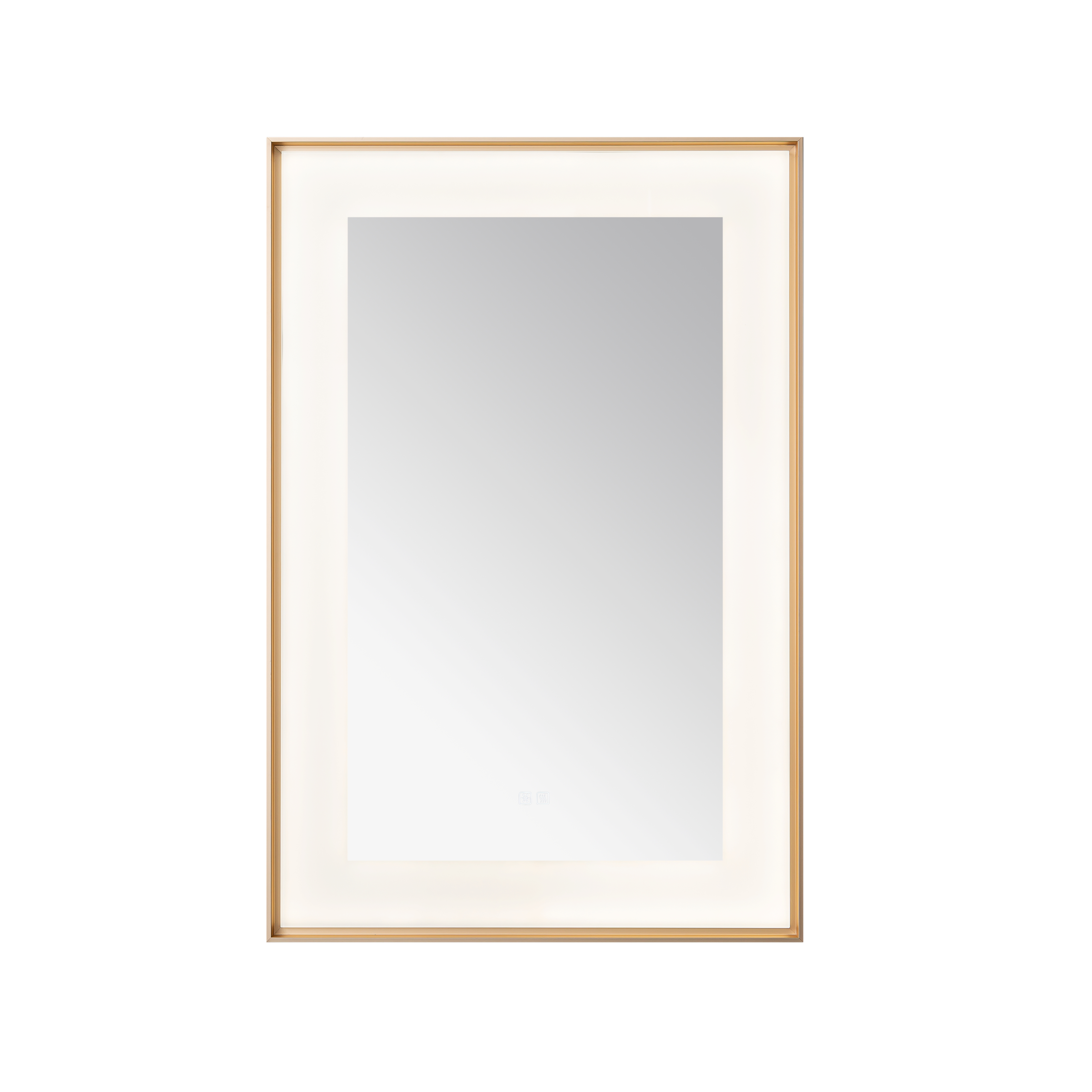AQUADOM Lexington 24"x36"x2.28"LED Lighted Framed Mirror for Bathrooms with Defogger, Dimmer, Touch Control, 3 Color Lighting in Brushed Gold  AQUADOM Lexington 24"x36"x2.28"LED Lighted Framed Mirror for Bathrooms with Defogger, Dimmer, Touch Control, 3 Color Lighting in Brushed Gold