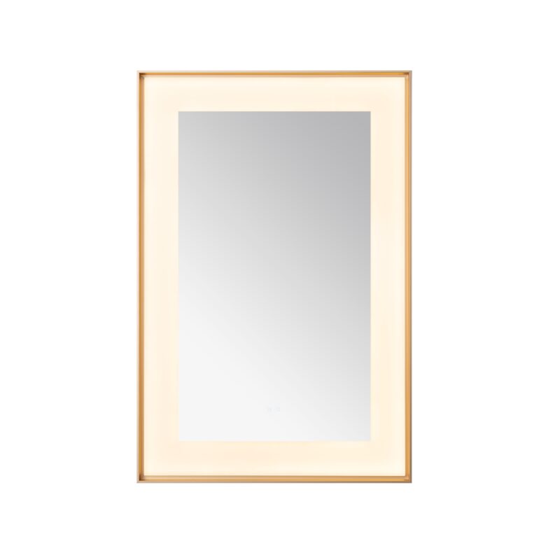  AQUADOM Lexington 24"x36"x2.28"LED Lighted Framed Mirror for Bathrooms with Defogger, Dimmer, Touch Control, 3 Color Lighting in Brushed Gold