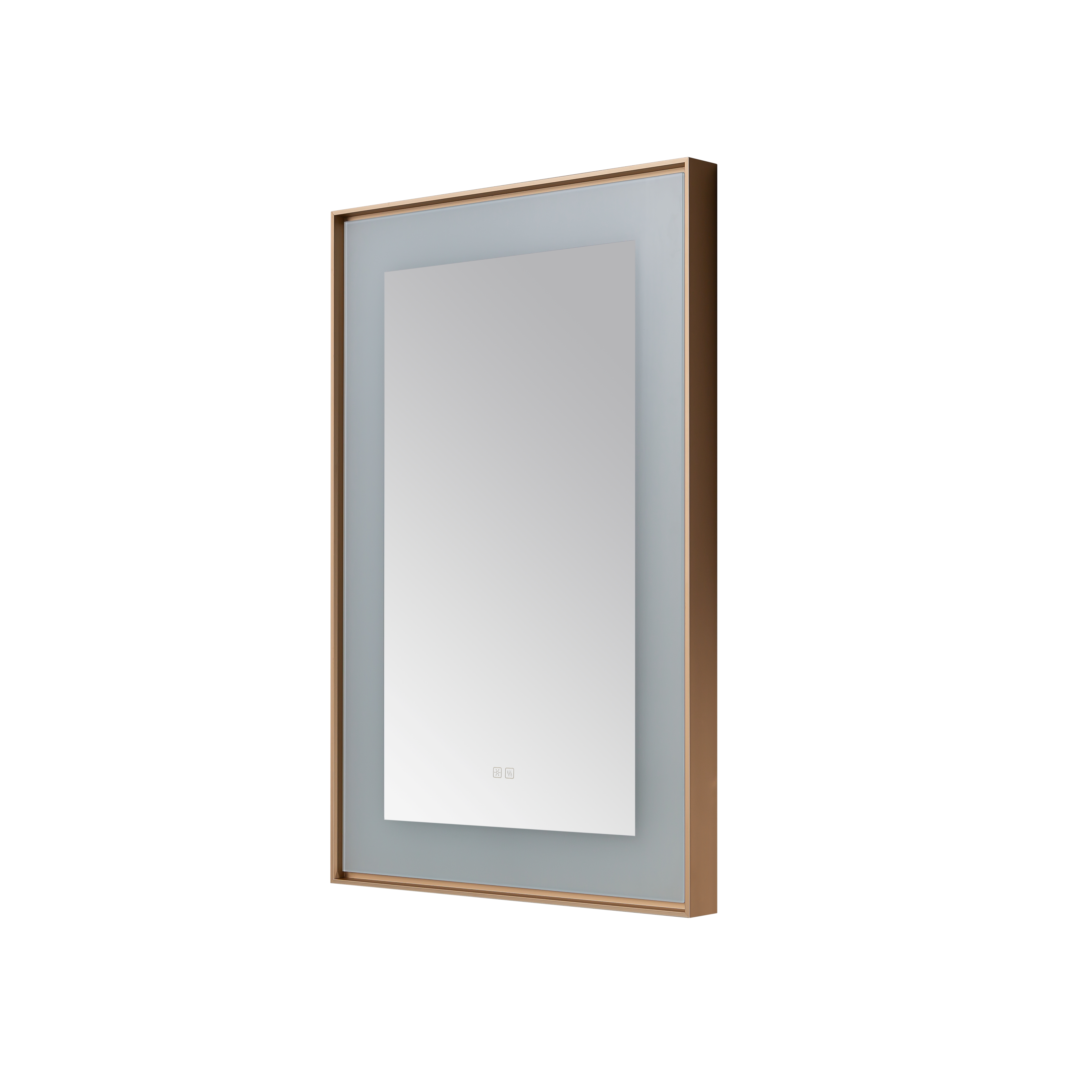 AQUADOM Lexington 24"x36"x2.28"LED Lighted Framed Mirror for Bathrooms with Defogger, Dimmer, Touch Control, 3 Color Lighting in Brushed Gold  AQUADOM Lexington 24"x36"x2.28"LED Lighted Framed Mirror for Bathrooms with Defogger, Dimmer, Touch Control, 3 Color Lighting in Brushed Gold